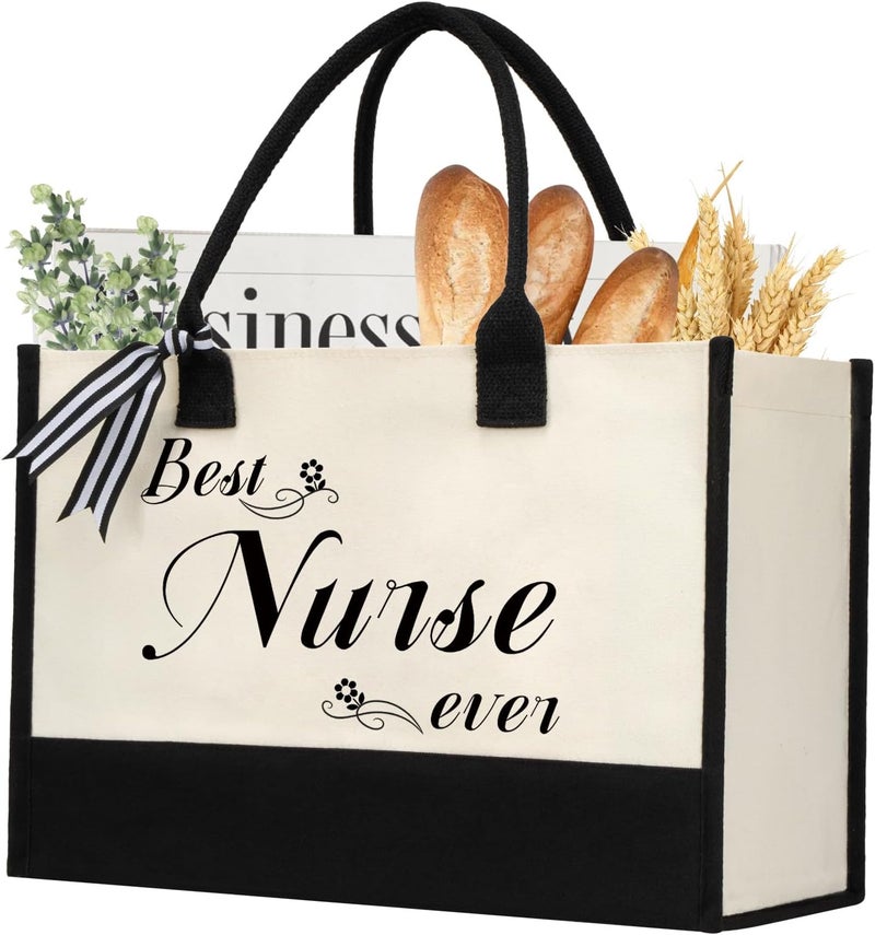 shenee Initial Canvas Tote Bag, Personalized Beach Jute Bag Present for Women Holiday,Friends Birthday Gift,Wedding, New Year - Image 1